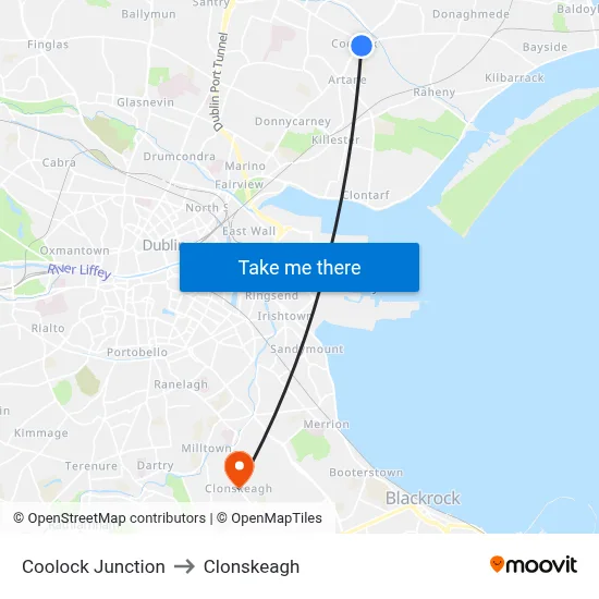 Coolock Junction to Clonskeagh map