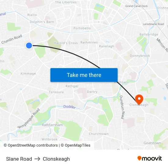 Slane Road to Clonskeagh map