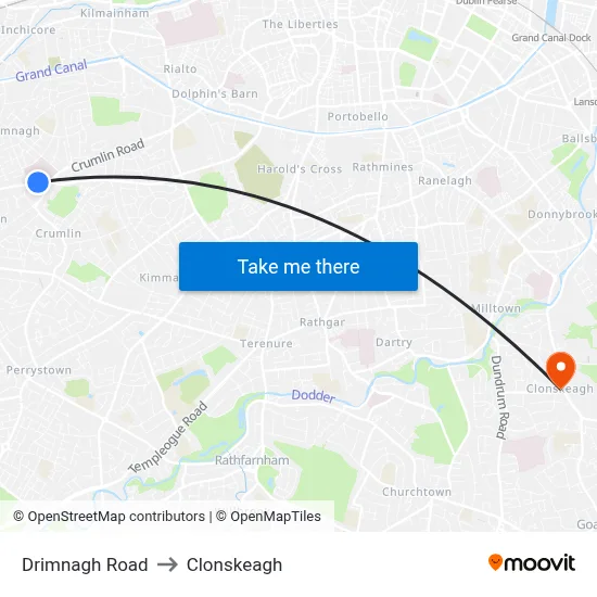 Drimnagh Road to Clonskeagh map