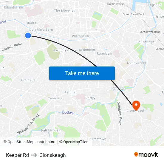 Keeper Rd to Clonskeagh map
