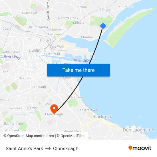 Saint Anne's Park to Clonskeagh map
