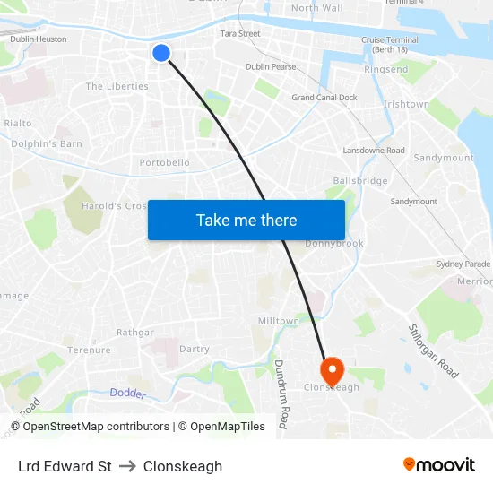 Lrd Edward St to Clonskeagh map