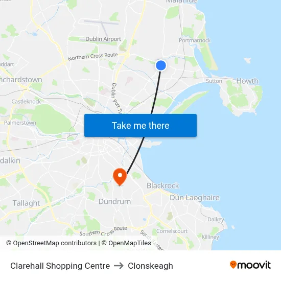 Clarehall Shopping Centre to Clonskeagh map