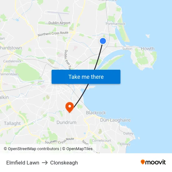 Elmfield Lawn to Clonskeagh map