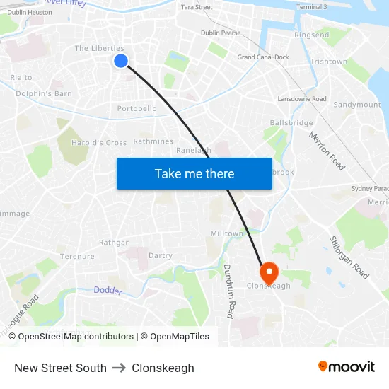New Street South to Clonskeagh map