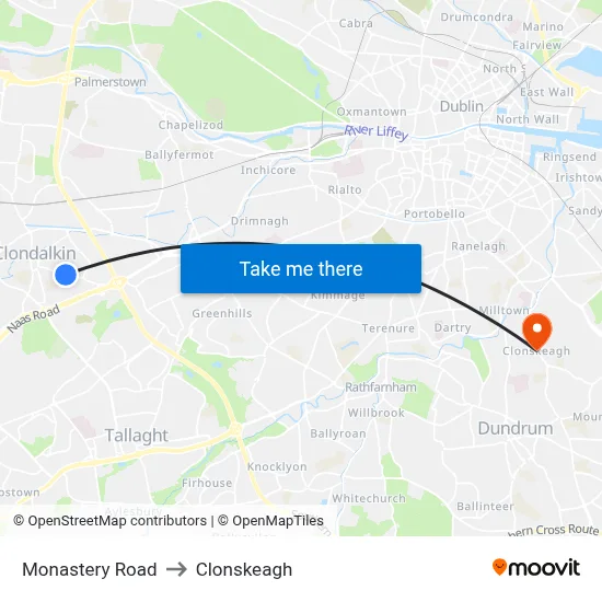 Monastery Road to Clonskeagh map