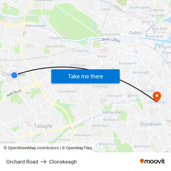 Orchard Road to Clonskeagh map