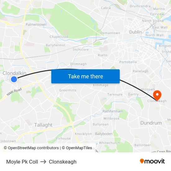 Moyle Pk Coll to Clonskeagh map