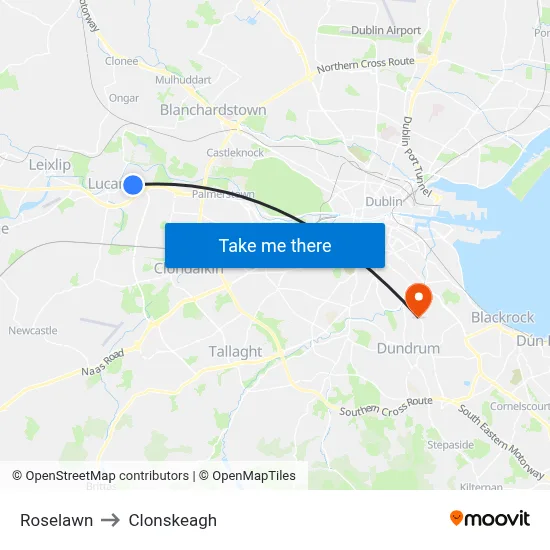 Roselawn to Clonskeagh map