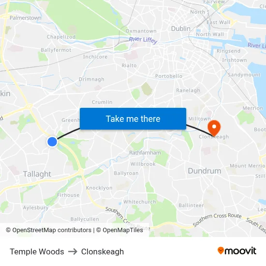 Temple Woods to Clonskeagh map