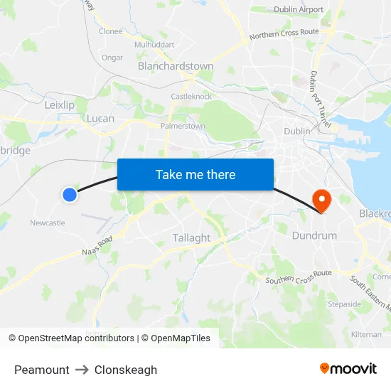 Peamount to Clonskeagh map