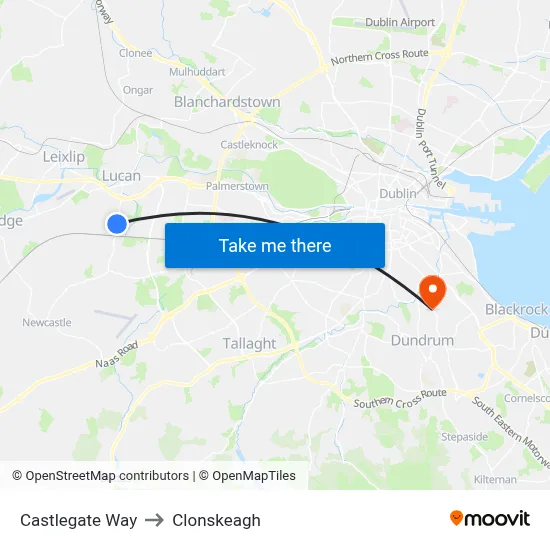Castlegate Way to Clonskeagh map