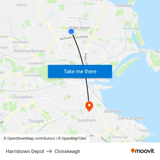 Harristown Depot to Clonskeagh map