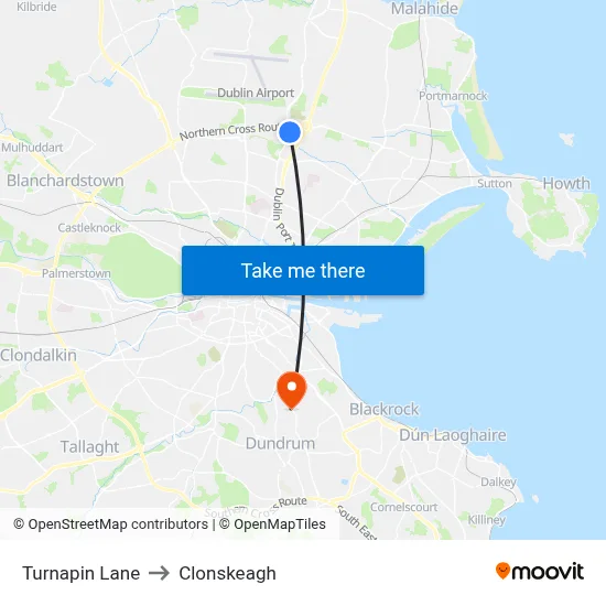 Turnapin Lane to Clonskeagh map