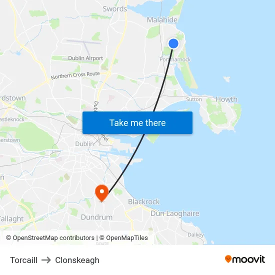 Torcaill to Clonskeagh map