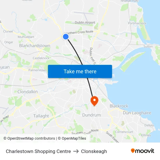 Charlestown Shopping Centre to Clonskeagh map
