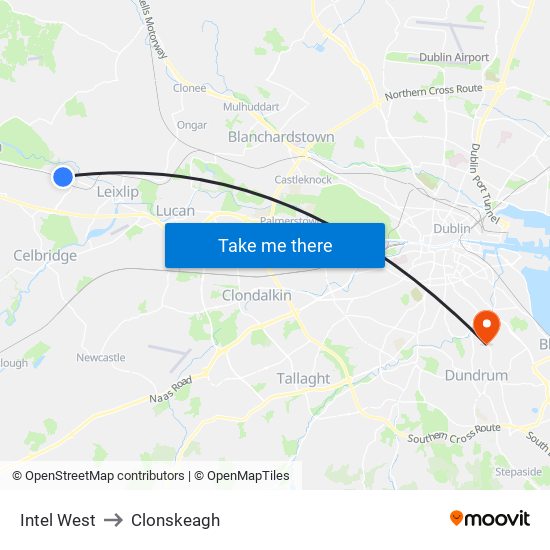 Intel West to Clonskeagh map