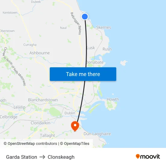 Garda Station to Clonskeagh map