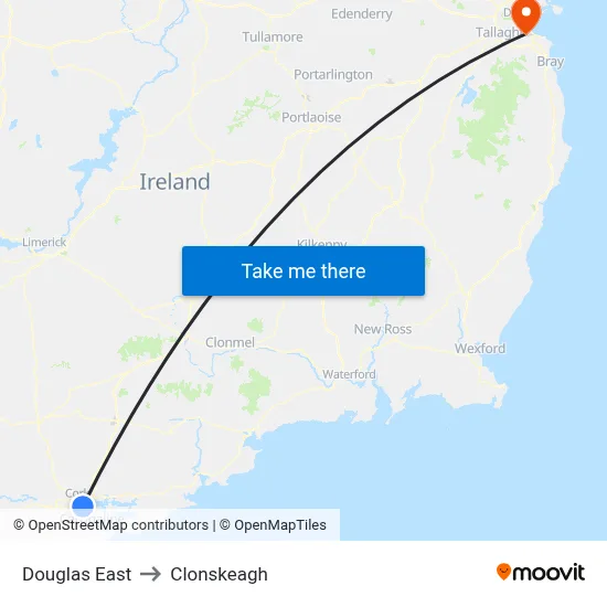 Douglas East to Clonskeagh map