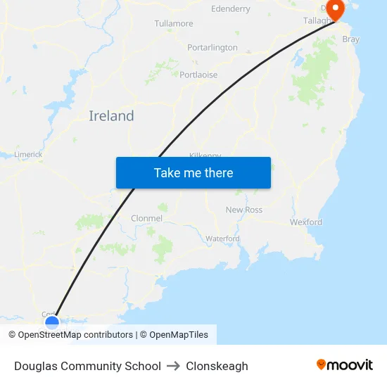Douglas Community School to Clonskeagh map