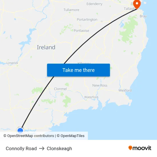 Connolly Road to Clonskeagh map
