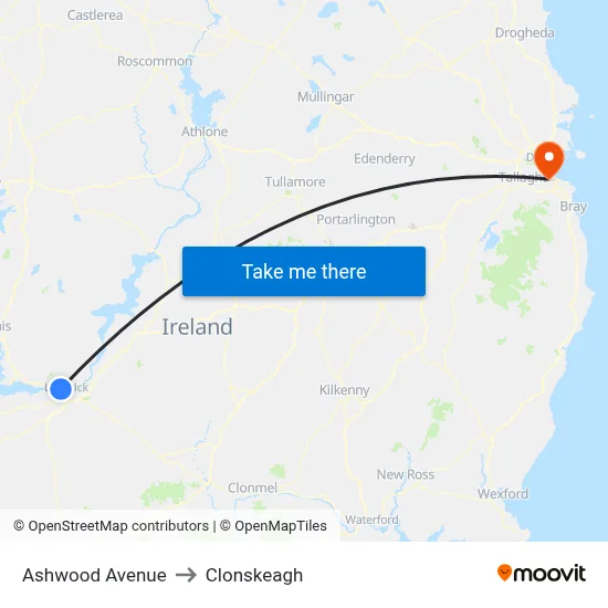 Ashwood Avenue to Clonskeagh map
