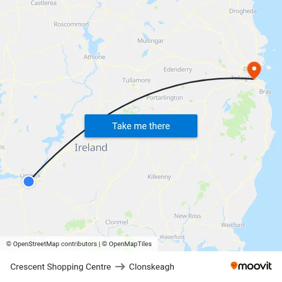 Crescent Shopping Centre to Clonskeagh map