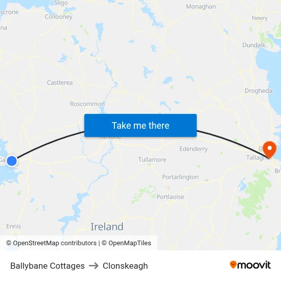 Ballybane Cottages to Clonskeagh map