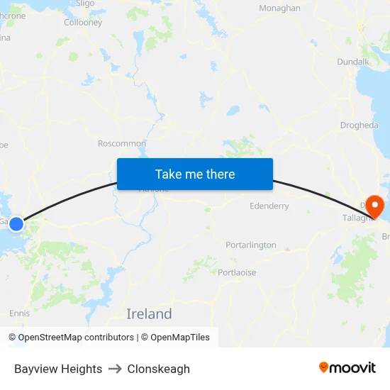 Bayview Heights to Clonskeagh map