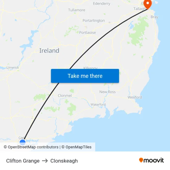 Clifton Grange to Clonskeagh map