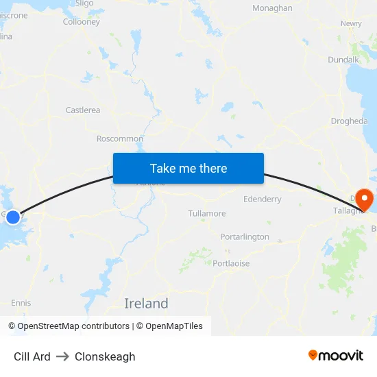 Cill Ard to Clonskeagh map