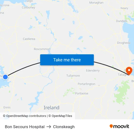 Bon Secours Hospital to Clonskeagh map