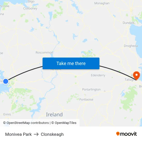 Monivea Park to Clonskeagh map
