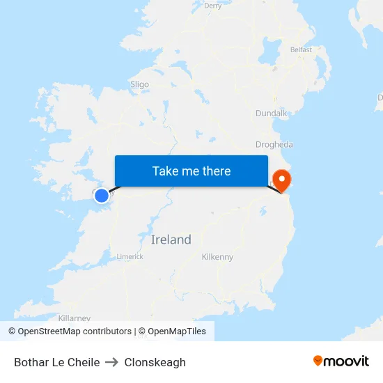 Bothar Le Cheile to Clonskeagh map
