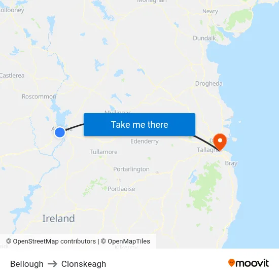 Bellough to Clonskeagh map