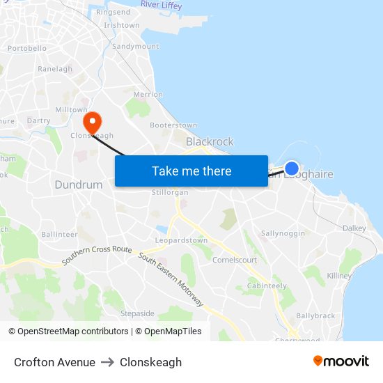 Crofton Avenue to Clonskeagh map