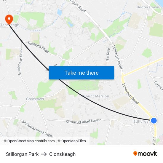 Stillorgan Park to Clonskeagh map
