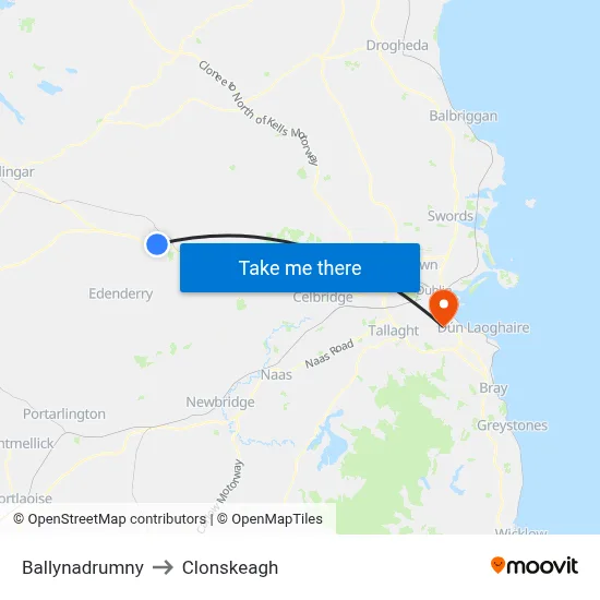 Ballynadrumny to Clonskeagh map