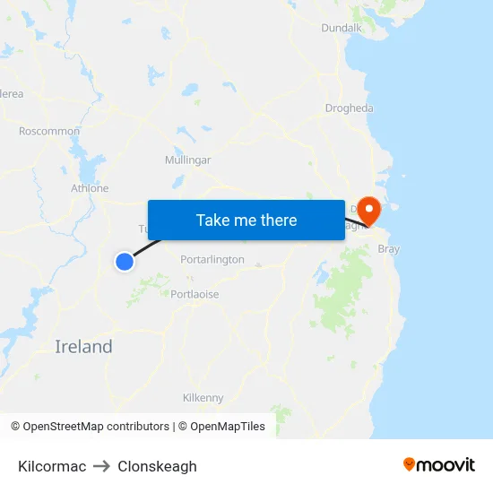 Kilcormac to Clonskeagh map