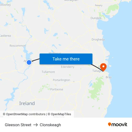 Gleeson Street to Clonskeagh map