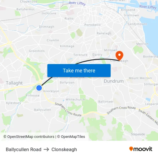Ballycullen Road to Clonskeagh map