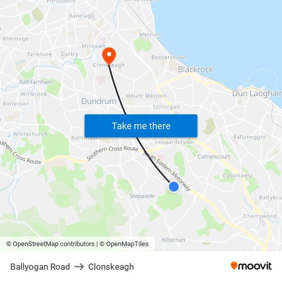 Ballyogan Road to Clonskeagh map