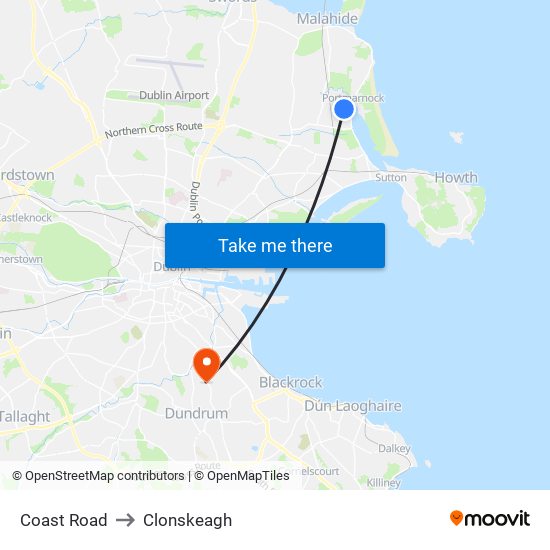 Coast Road to Clonskeagh map