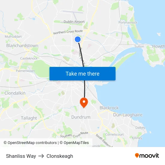 Shanliss Way to Clonskeagh map