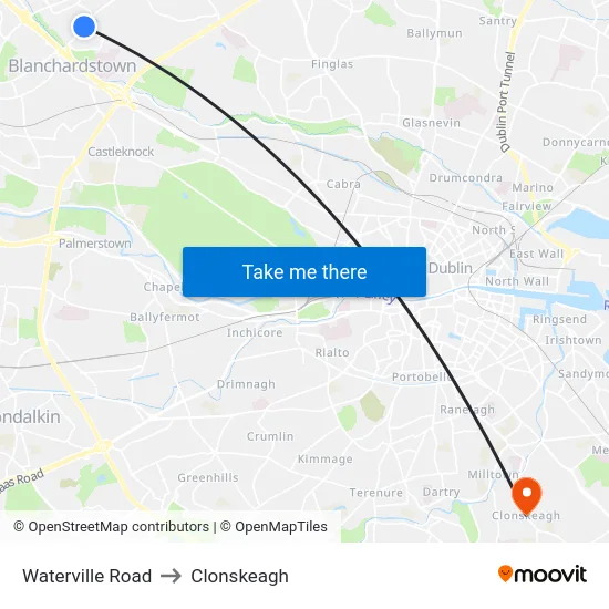 Waterville Road to Clonskeagh map