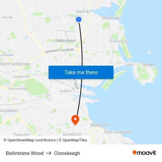Ballintrane Wood to Clonskeagh map