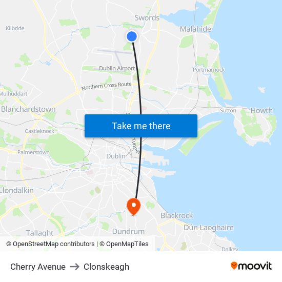 Cherry Avenue to Clonskeagh map