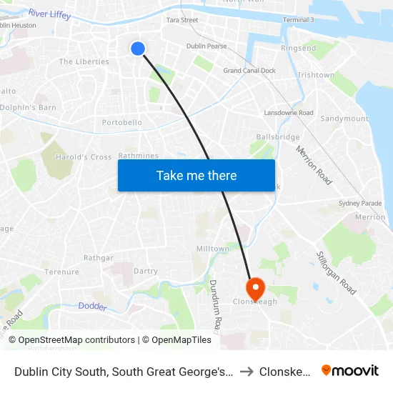 Dublin City South, South Great George's Street to Clonskeagh map