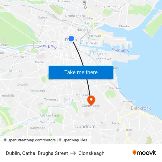 Dublin, Cathal Brugha Street to Clonskeagh map