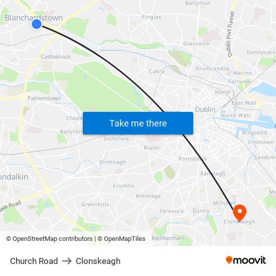 Church Road to Clonskeagh map